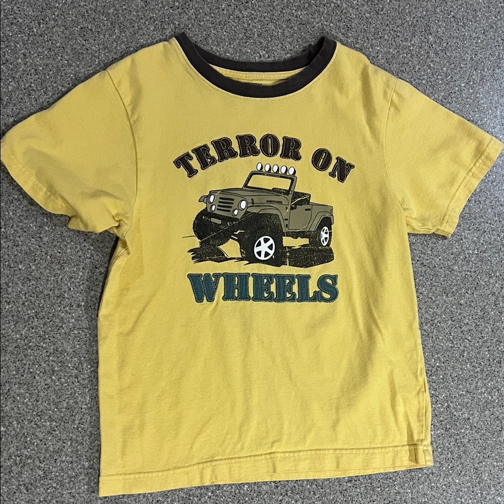 Gymboree Mustard Yellow Short Sleeve Tee with Truck Design